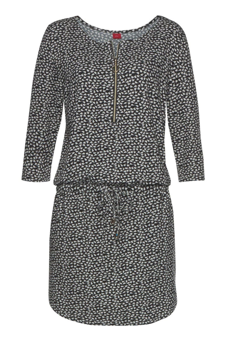 Zip Detail Dress, Alternate, color, Black Printed