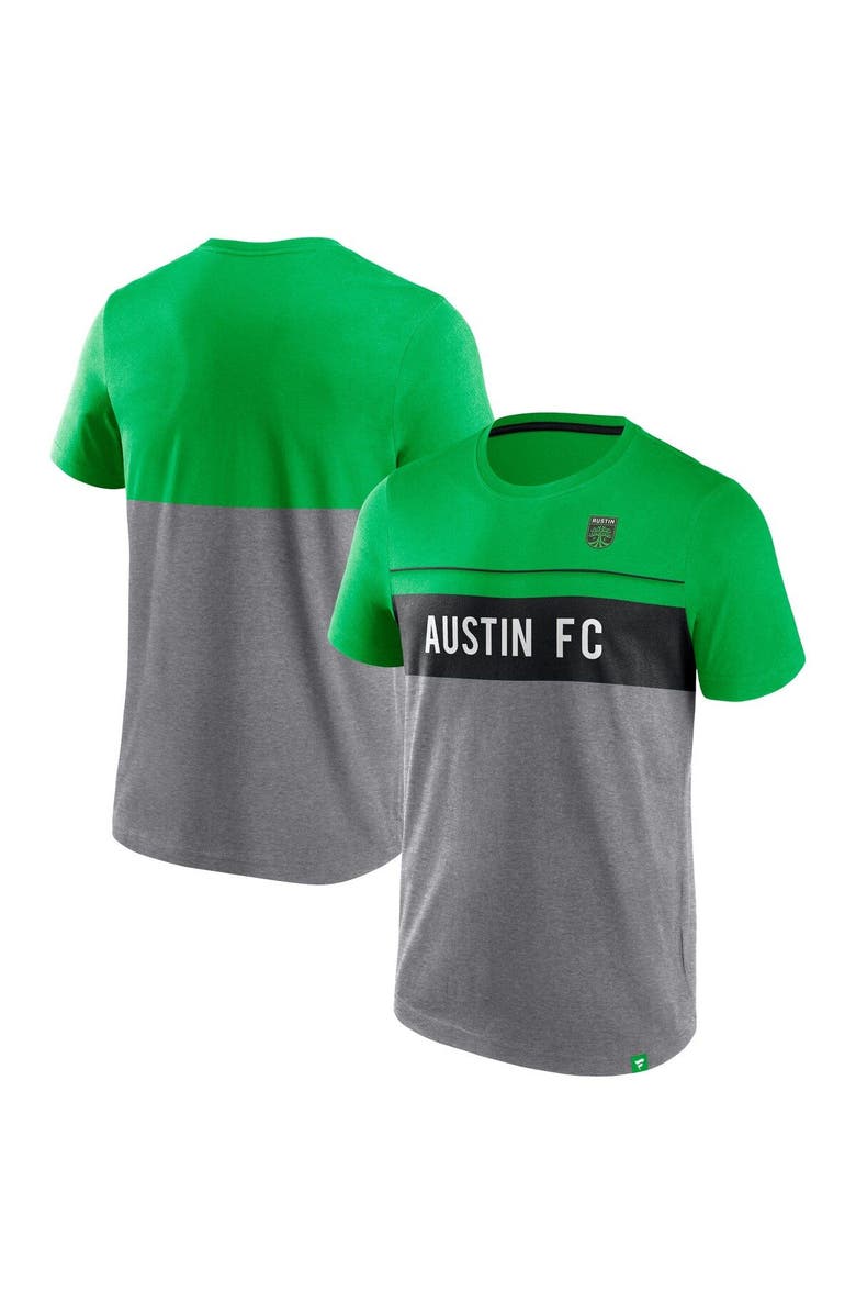 FANATICS Men's Fanatics Branded Green/Gray Austin FC Striking Distance T-Shirt, Main, color, 