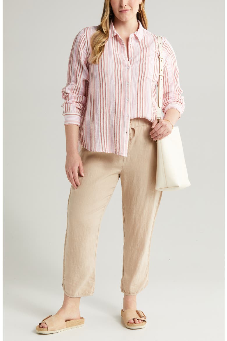 Tulip Hem Linen Pants, Alternate, color, TAN OXFORD
