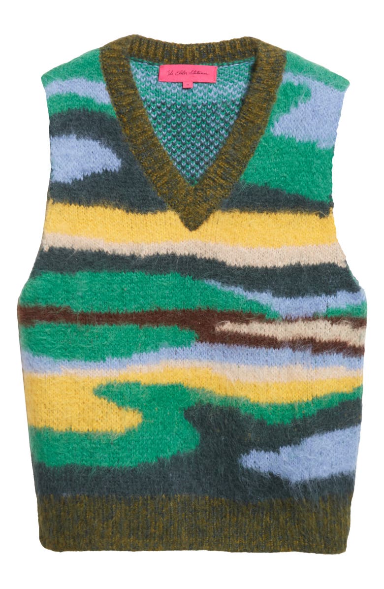 The Elder Statesman Topo Jacquard Suri Alpaca Blend Sweater Vest, Alternate, color, Green Multi