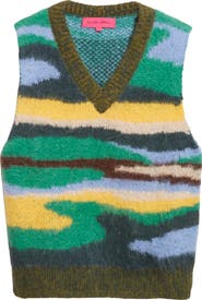 The Elder Statesman Topo Jacquard Suri Alpaca Blend Sweater Vest