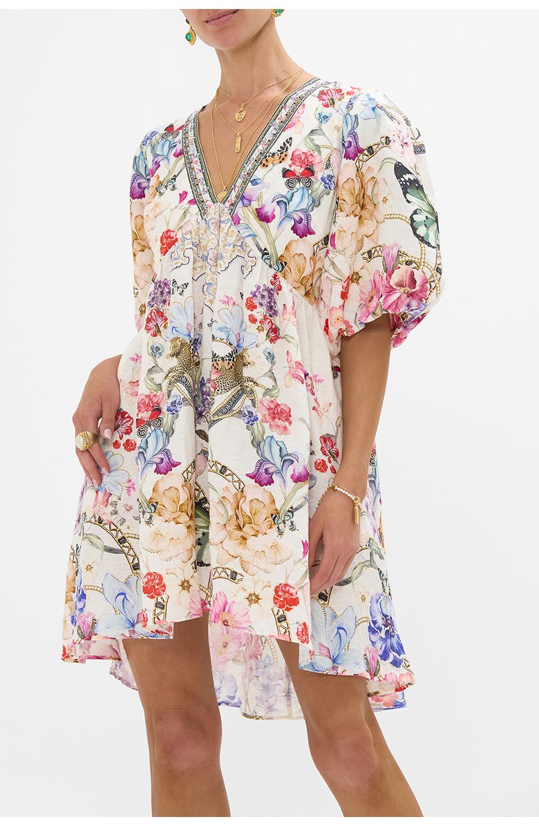 Camilla V Neck Puff Sleeve Short Dress Monserrate Magic, Alternate, color,