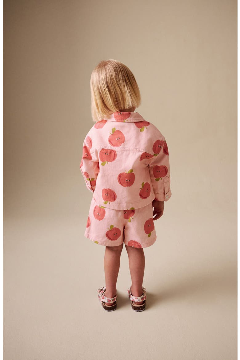 Kids' Apple Graphic Jacket & Shorts Set, Alternate, color, PINK