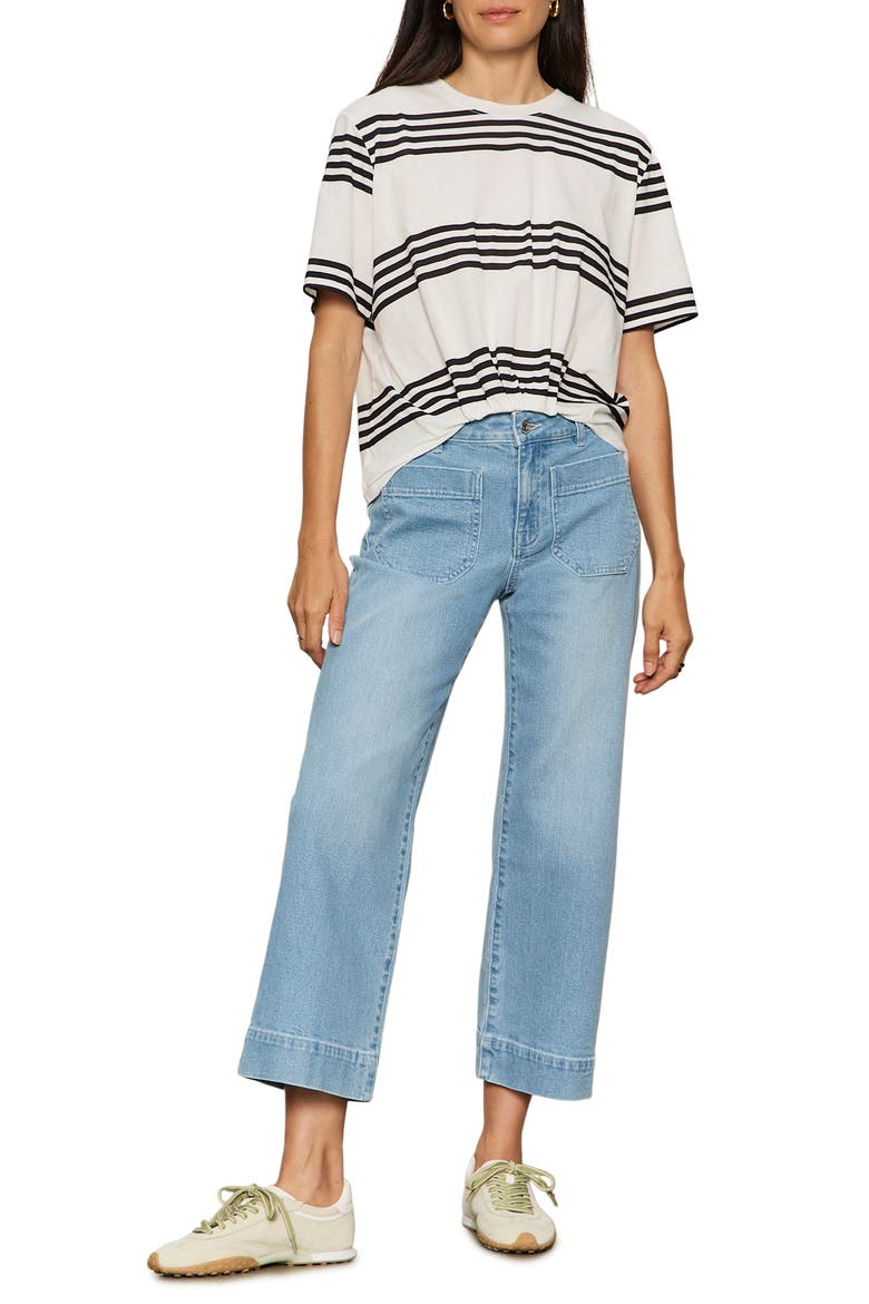 Tuck It Under Stripe Cotton T-Shirt, Alternate, color, CHALK WHITE/ BLACK STRIPE
