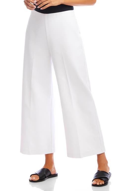 Karen Kane Pintuck Crop Wide Leg Pants In White