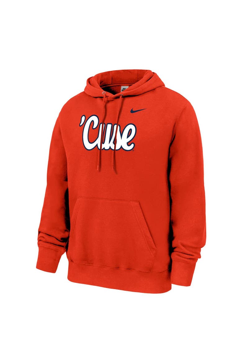 Men's Nike  Orange Syracuse Orange Script Club Fleece Hoodie, Alternate, color, Orange