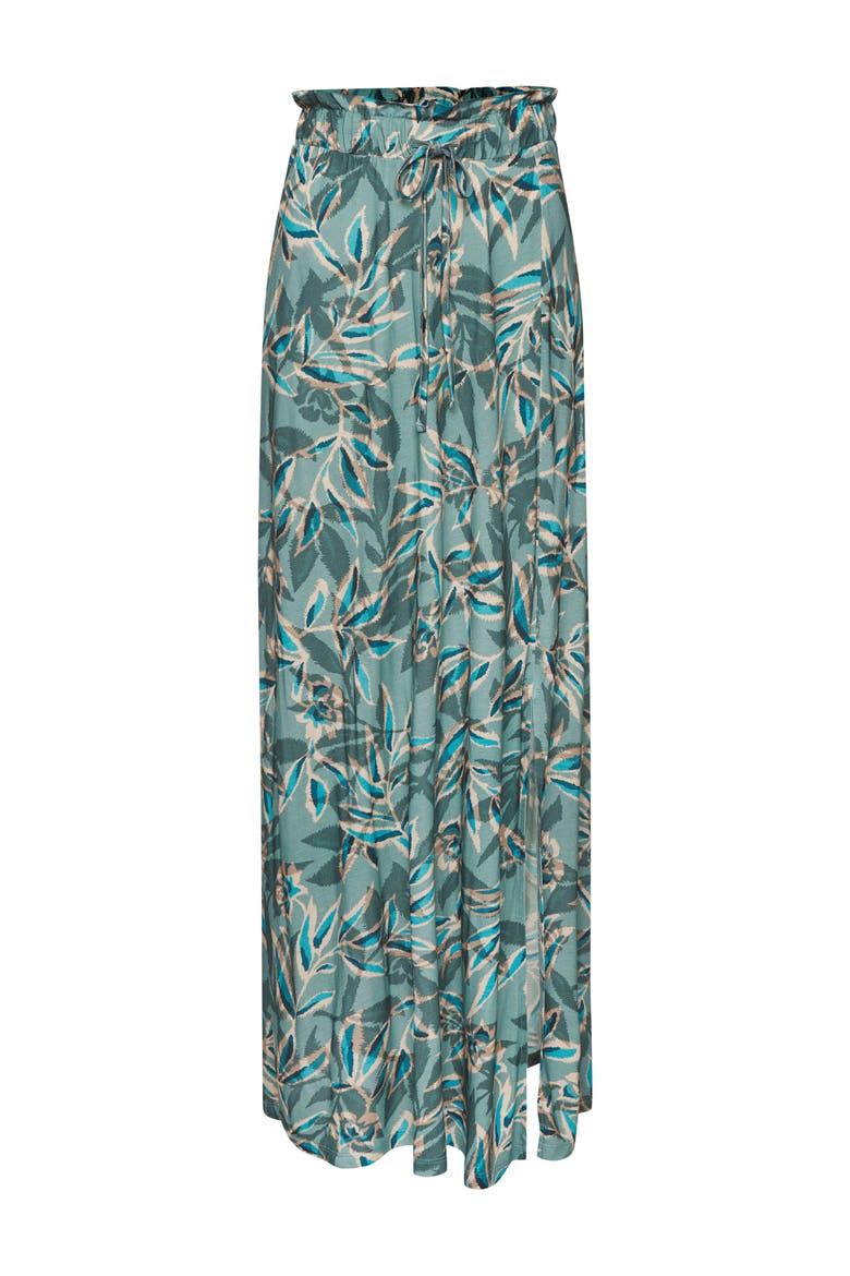 Paperbag Maxi Skirt, Alternate, color, Teal Print