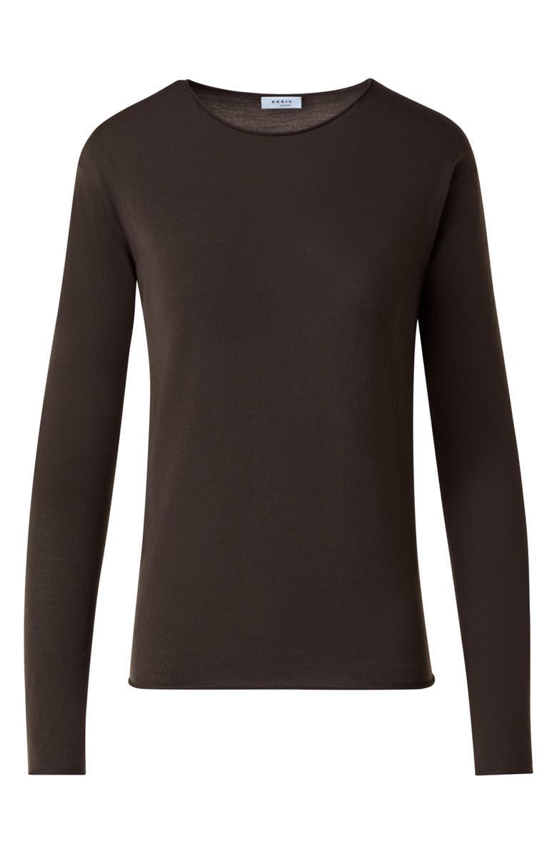 Akris punto Wool Crewneck Top, Alternate, color, Bark