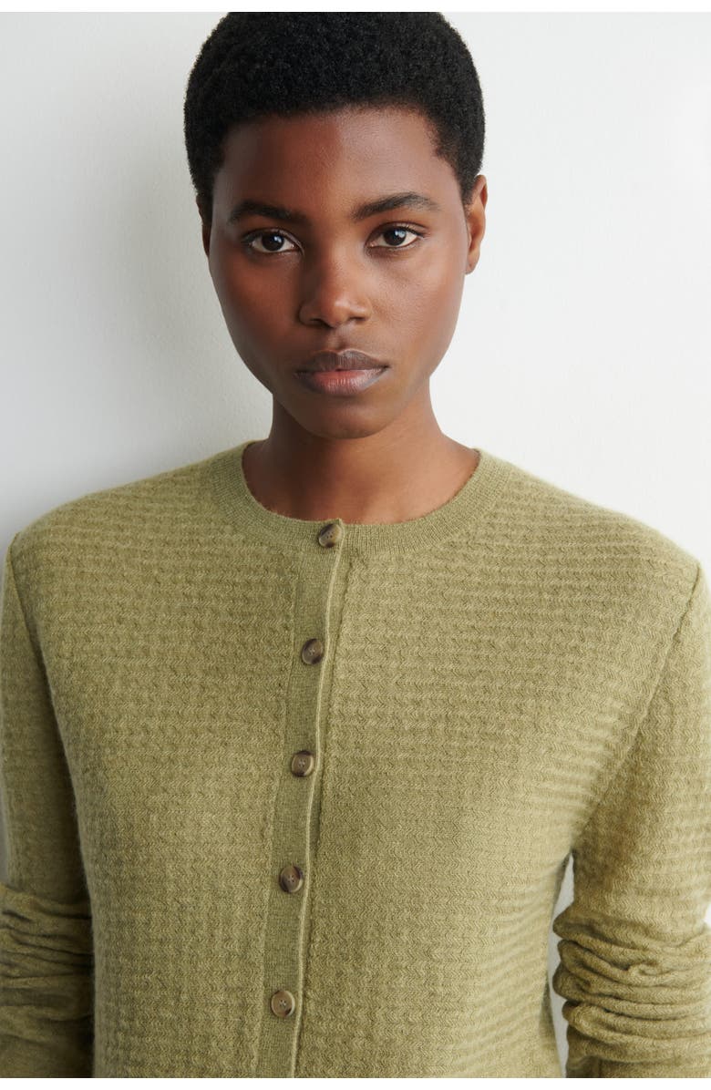 COS Zigzag-Knit Mohair-Blend Cardigan, Alternate, color, Green