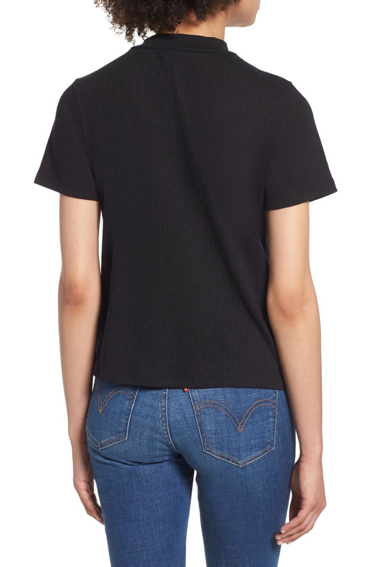 Mock Neck Slouch Tee, Alternate, color, BLACK