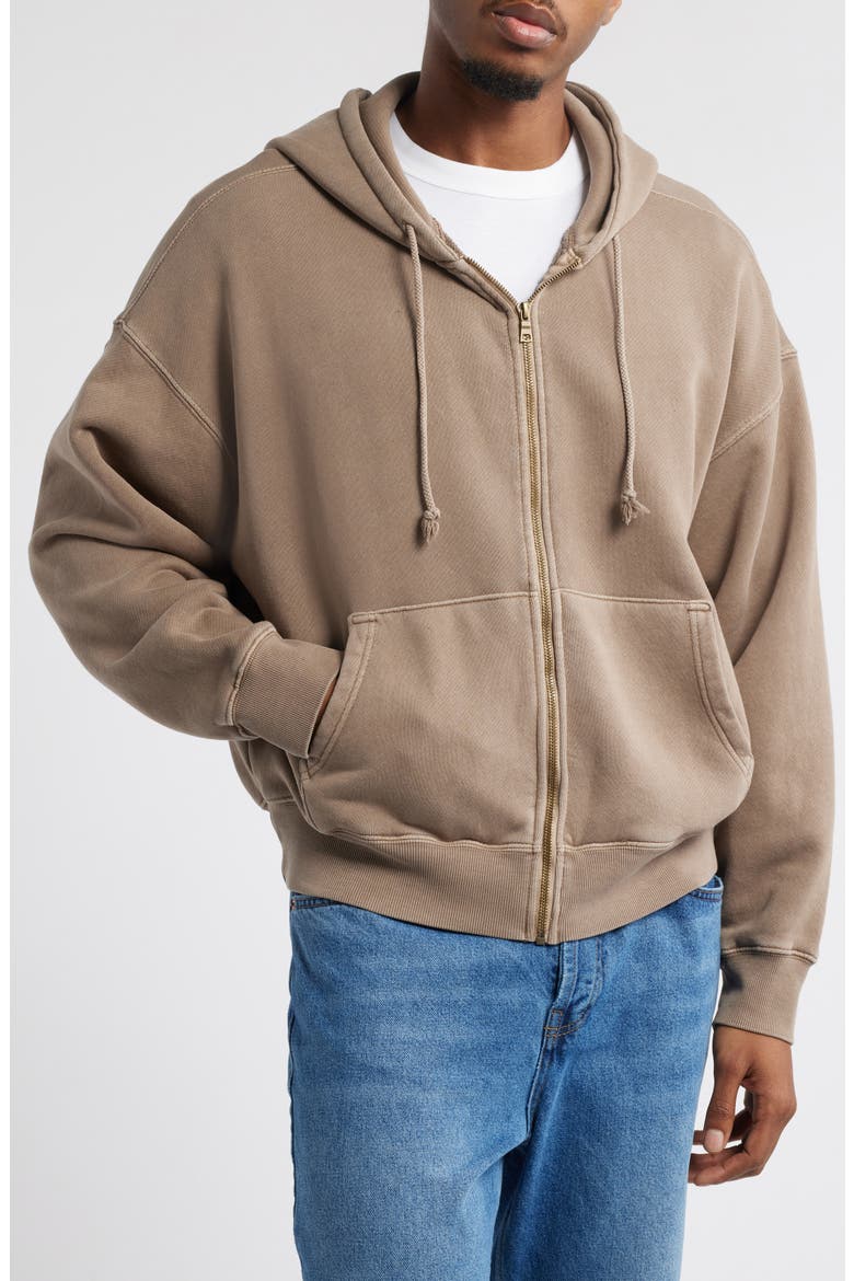 Core Oversize Terry Full Zip Hoodie, Alternate, color, VINTAGE BROWN