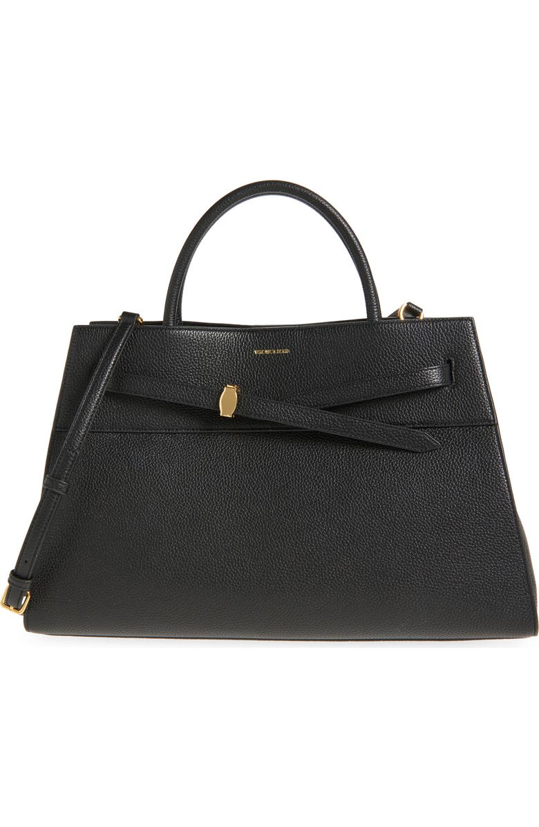 Veronica Beard Large Dash Leather Tote, Main, color, Black