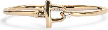 18K gold-plated bangle bracelet with white topaz