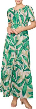 MELLODAY Short Sleeve Tiered Maxi Dress