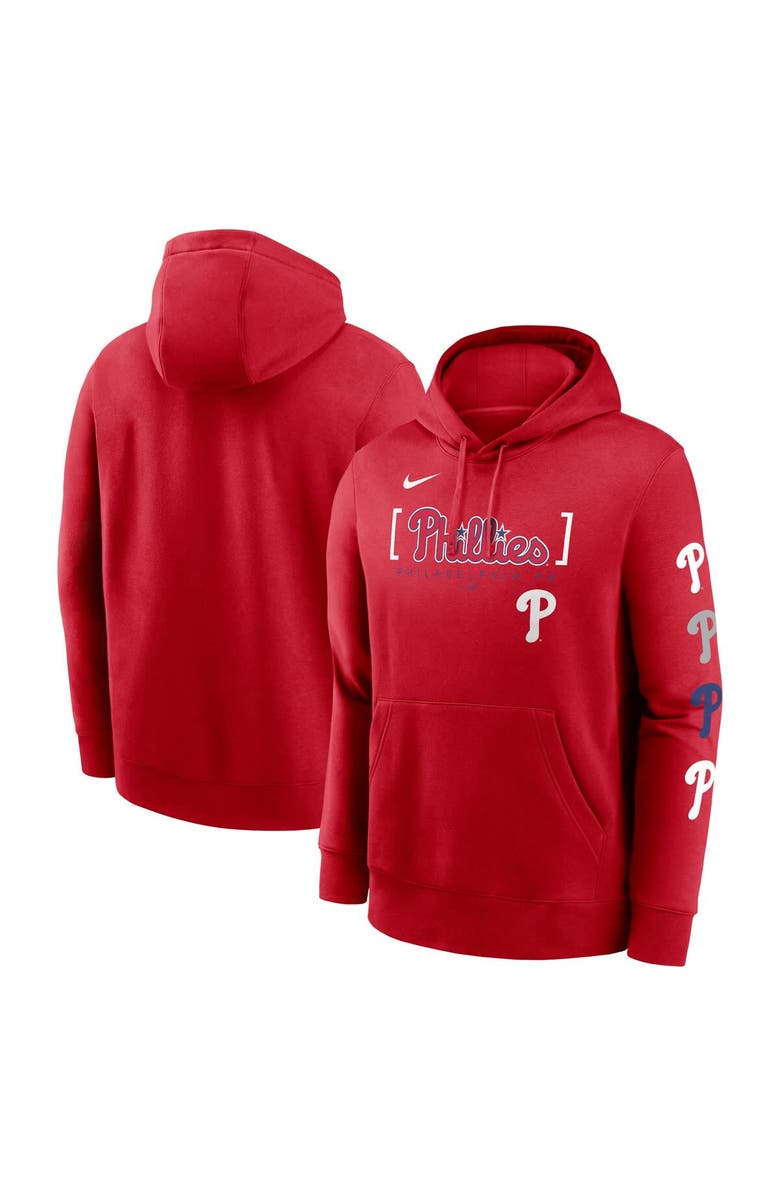 Nike Men's Nike Red Philadelphia Phillies Club Stack Pullover Hoodie, Main, color, Red