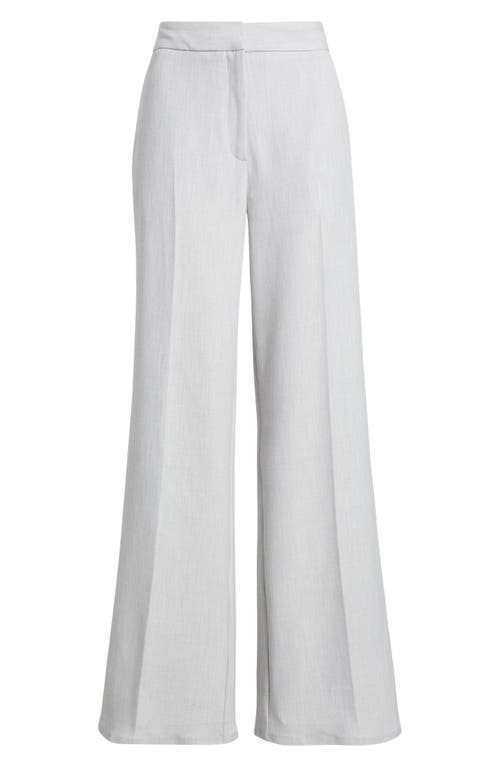 Nordstrom Flat Front Wide Leg Pants In Grey Light Heather