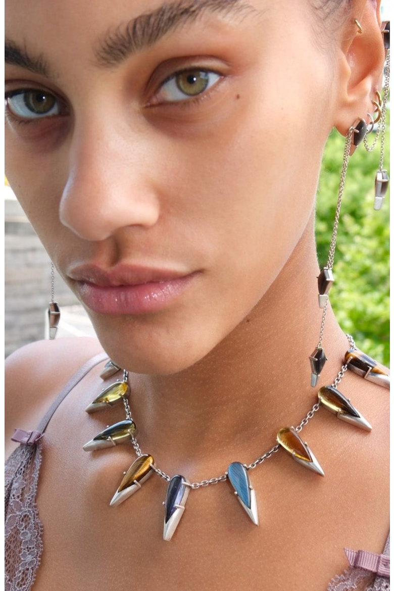 Saber Tooth Necklace, Alternate, color, Angora Silver