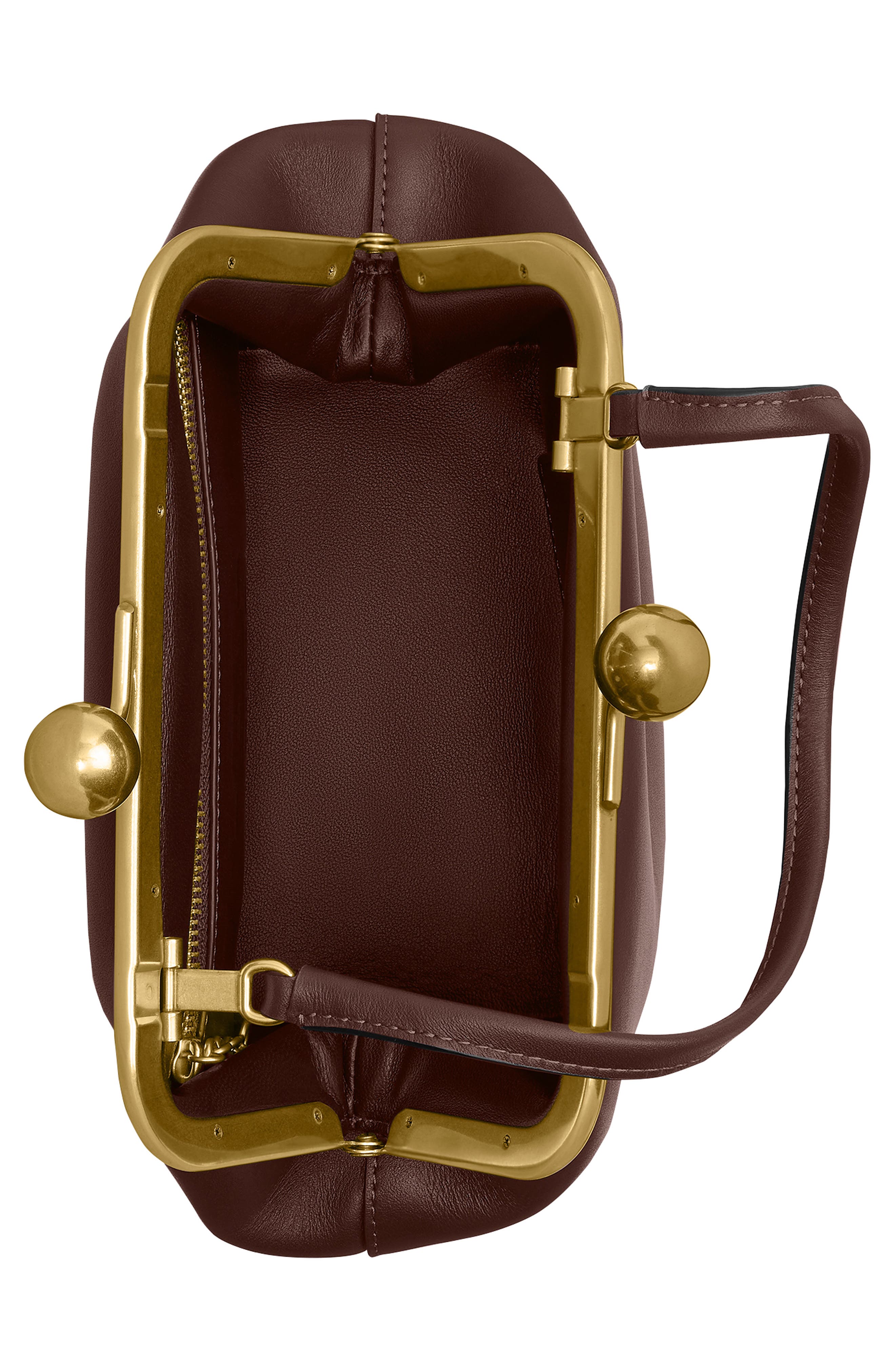 COACH Kisslock Frame Leather Bag, Alternate, color, B4/Maple