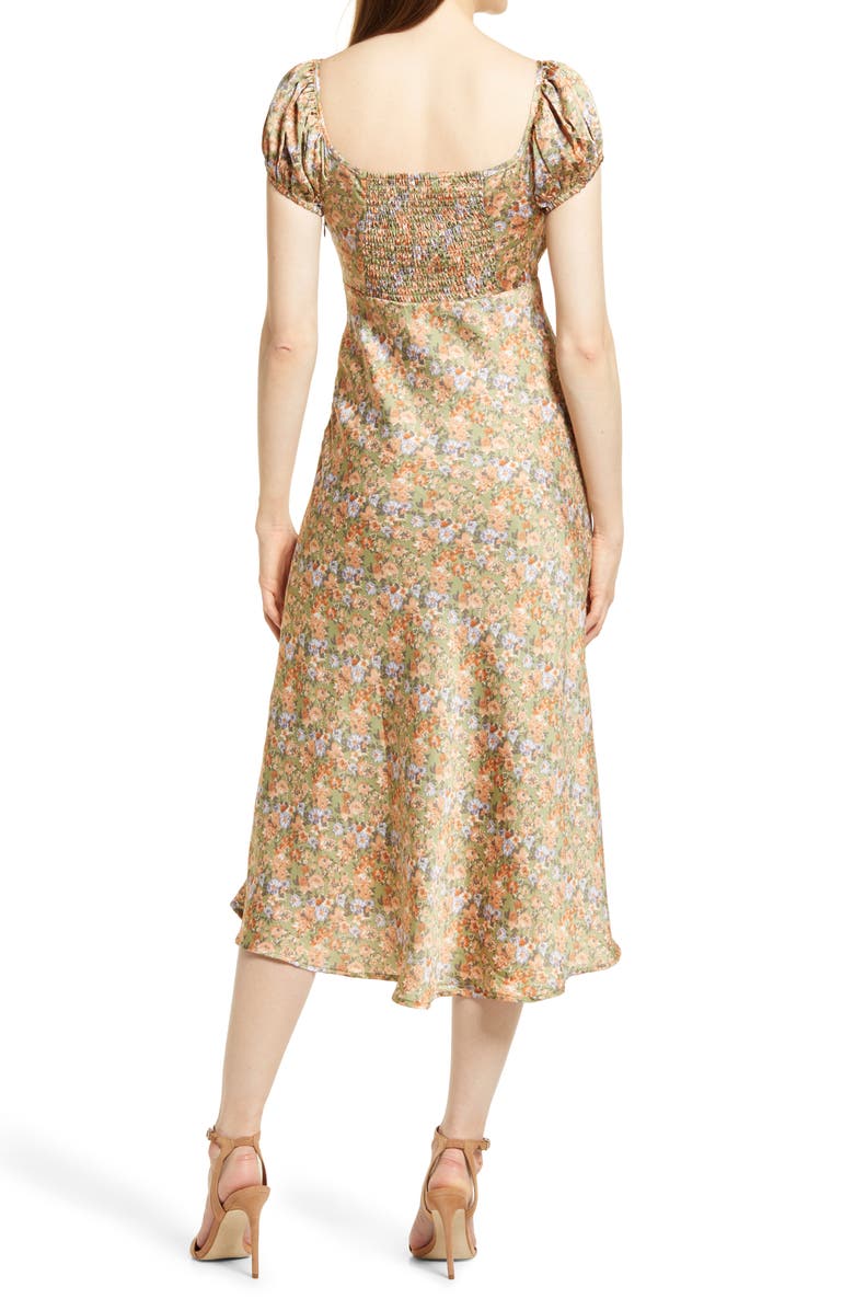 FLORET STUDIOS Floral Satin Midi Dress, Alternate, color,