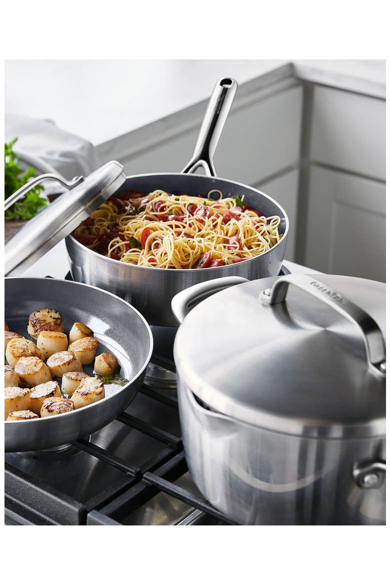 GP5 10-Piece Nonstick Stainless Steel Cookware Set, Alternate, color, STAINLESS STEEL
