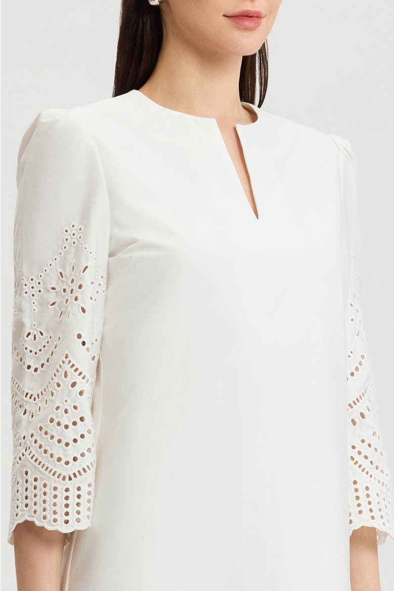 Eyelet Straight Cotton Maxi Dress, Alternate, color, White