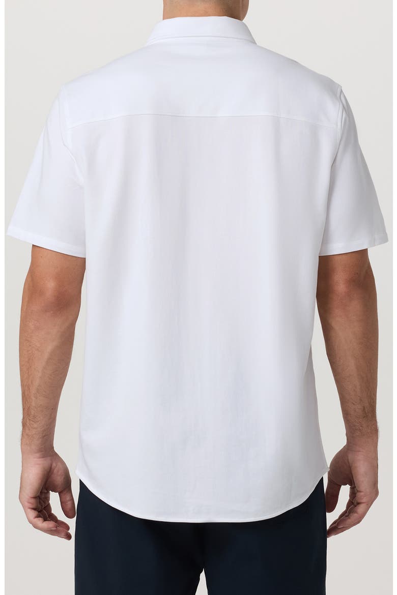 Oxford Knit Short Sleeve Button-Up Shirt, Alternate, color, WHITE