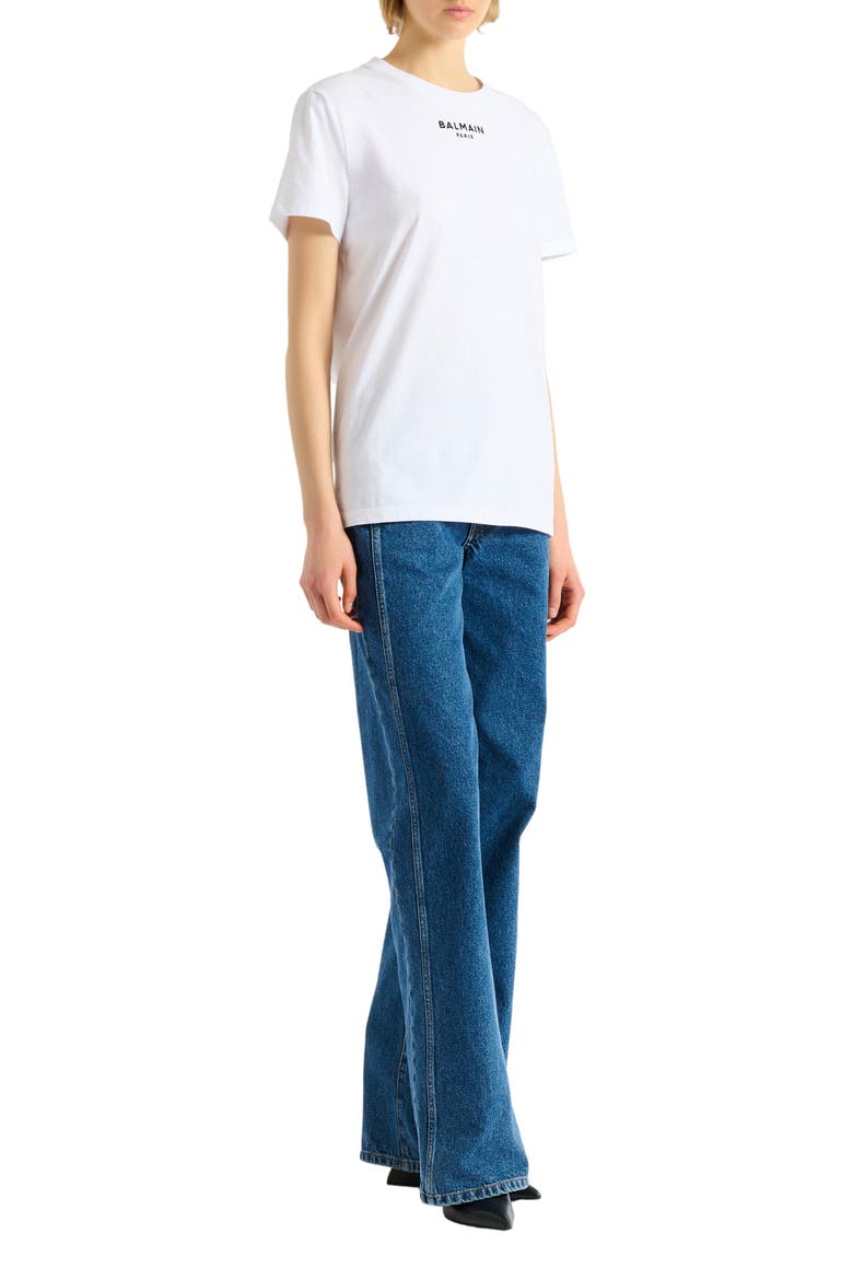 Embroidered Balmain Paris T-shirt, Main, color, white
