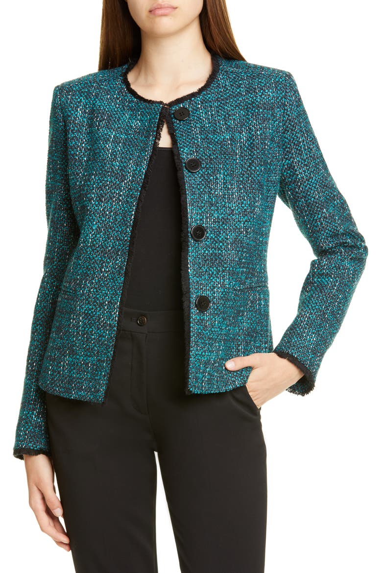 Judy Tweed Jacket, Main, color, BLUE/ TEAL