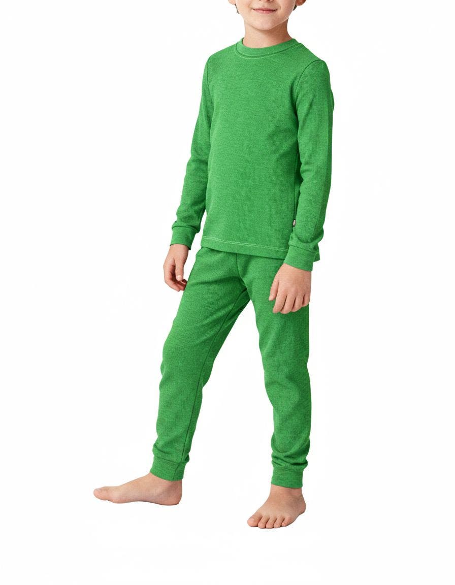 City Threads Babies'  Boys Soft & Cozy Thermal Long Johns 2-piece Set In Green