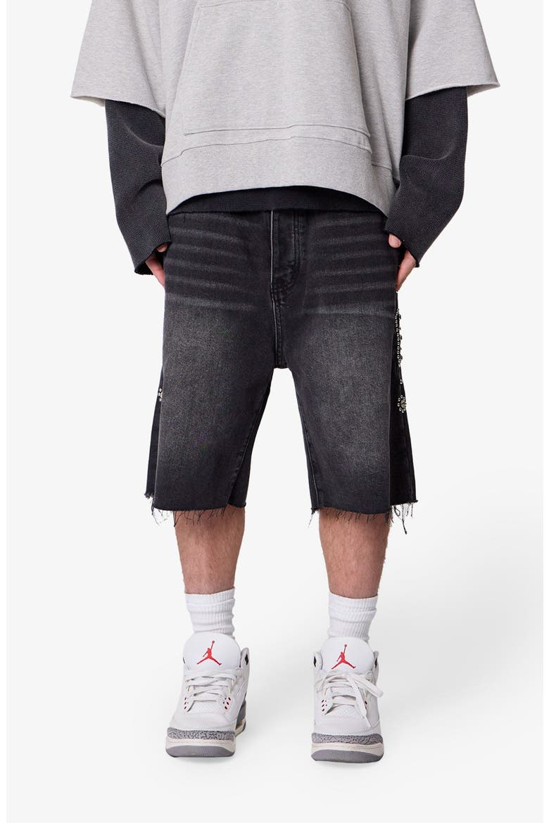 Pleated Ultra Baggy Denim Shorts, Main, color, RINSED INDIGO