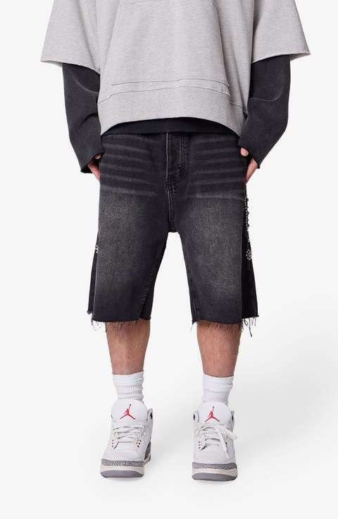 Pleated Ultra Baggy Denim Shorts