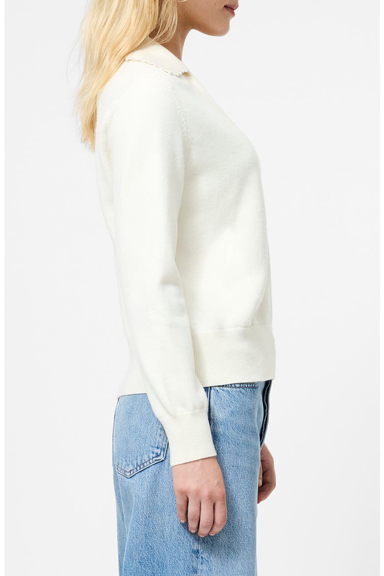 Sloane Faux Pearl Embellished Johnny Collar Sweater, Alternate, color, PORCELAIN CREAM