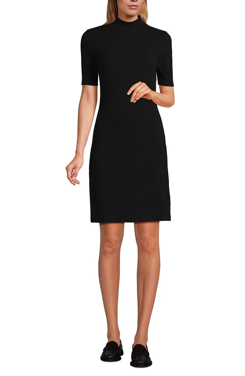 Lands' End Knit Rib Mock Neck Above the Knee Dress, Main, color, 