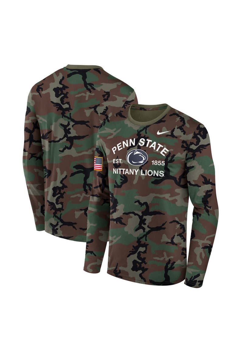 Men's Nike Camo Penn State Nittany Lions 2025 Military Appreciation Legend Dri-FIT Long Sleeve T-Shirt, Main, color, Camo