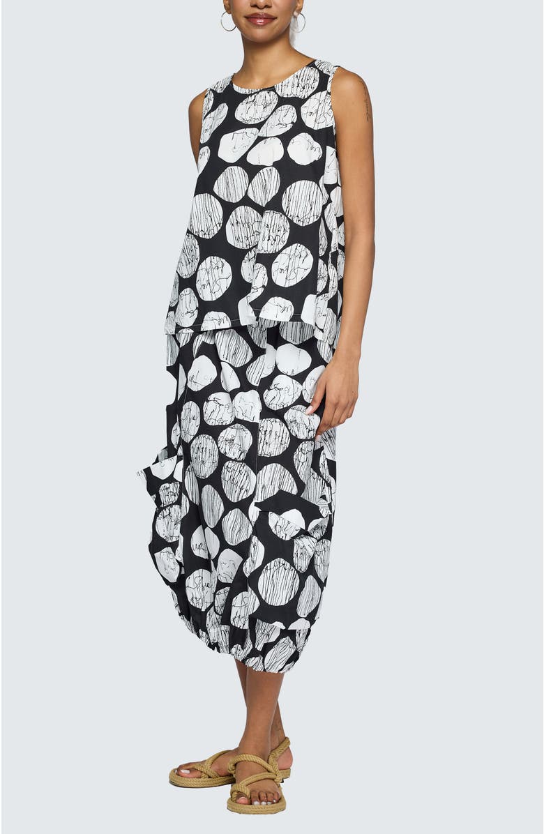 LUUKAA Alira Printed Poplin Balloon Skirt, Alternate, color, Black Print