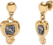 UNODE50 Heart & Crystal Drop Earrings