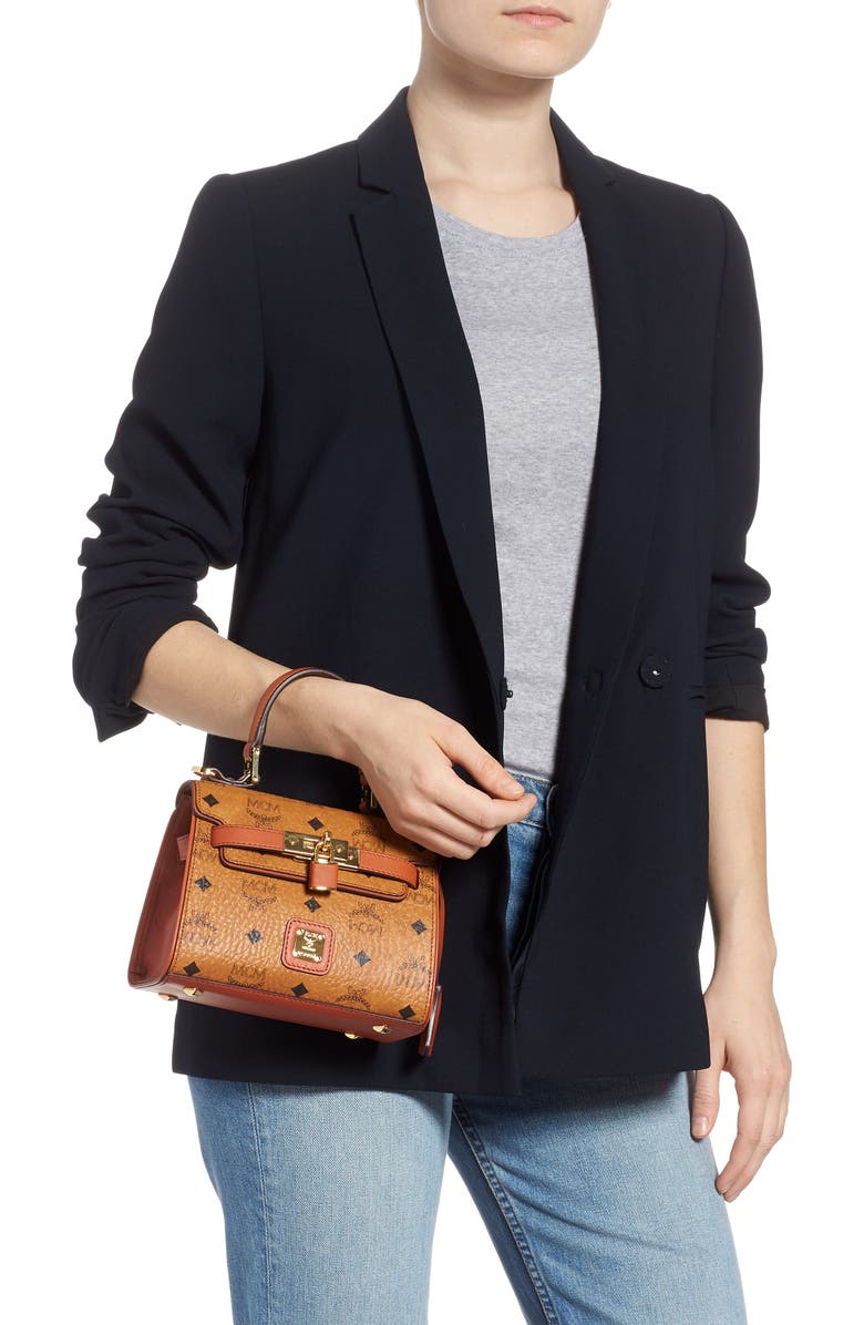 MCM Mini Vintage Visetos Coated Canvas Satchel, Alternate, color,