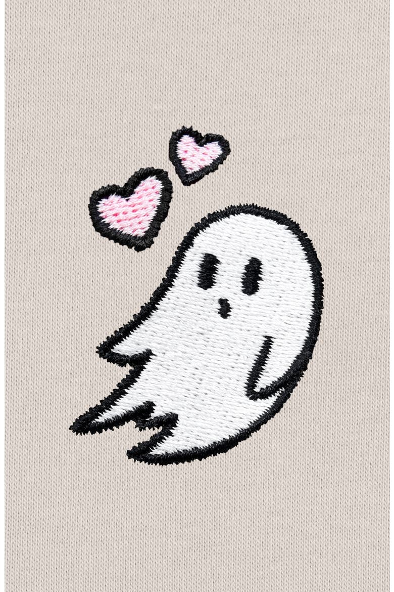 Heartly Ghost Midweight Fleece Relaxed Cropped Hoodie, Alternate, color, Bone
