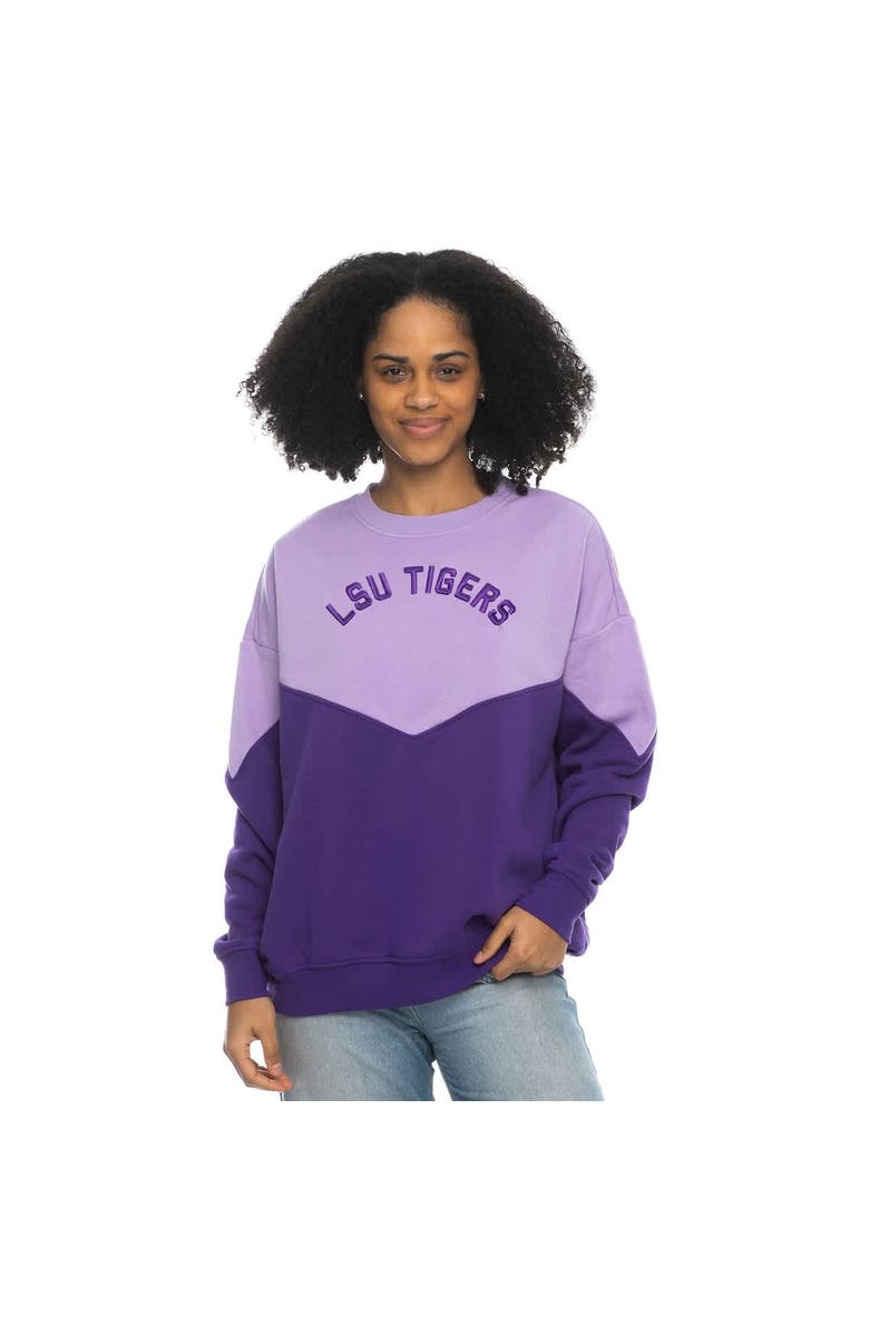 ZOOZATZ Women's ZooZatz Light Purple LSU Tigers Bestie Oversized Pullover Sweatshirt, Alternate, color, Light Purple