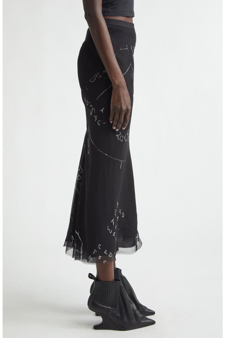 Print Bias Cut Silk Skirt, Alternate, color, BLACK/ MILK