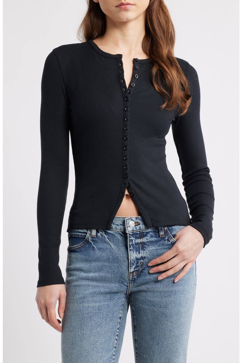 The Rib Splay Stretch Modal Cardigan, Main, color, BLACK
