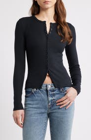 FRAME The Rib Splay Stretch Modal Cardigan
