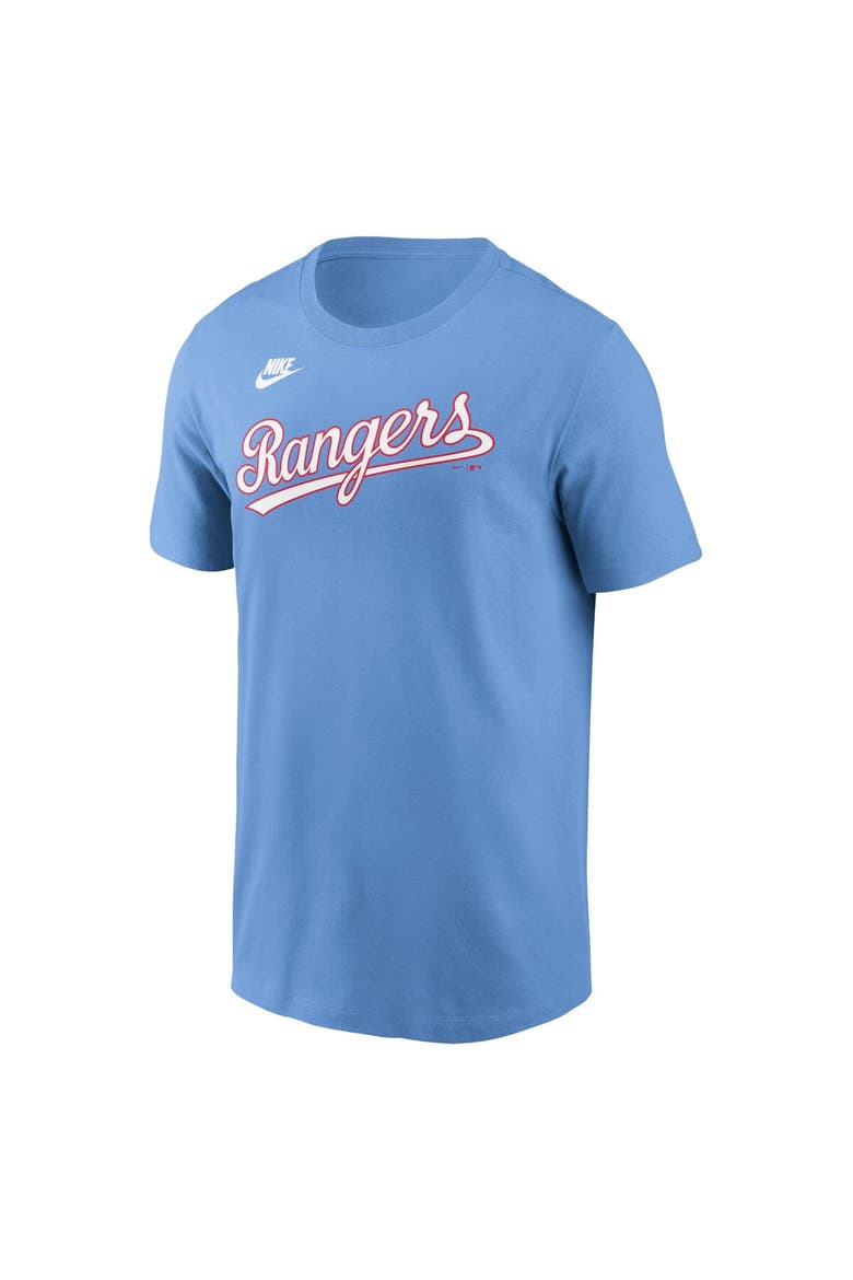 Men's Nike Light Blue Texas Rangers Cooperstown Wordmark T-Shirt, Alternate, color, Light Blue