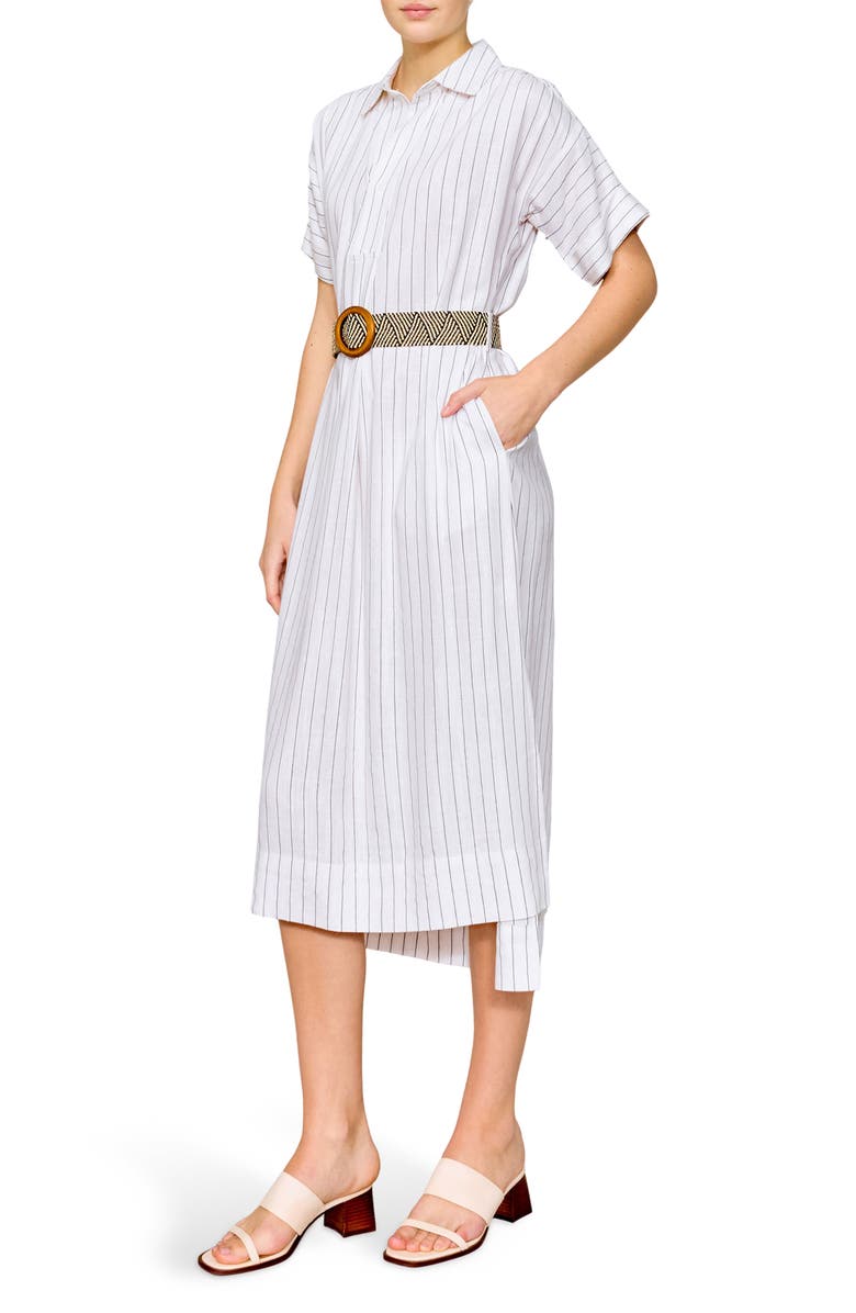 MELLODAY Stripe Belted Shirtdress, Alternate, color,