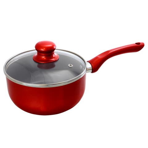 1.5 Quart Ceramic Coated Saucepan with Glass Lid