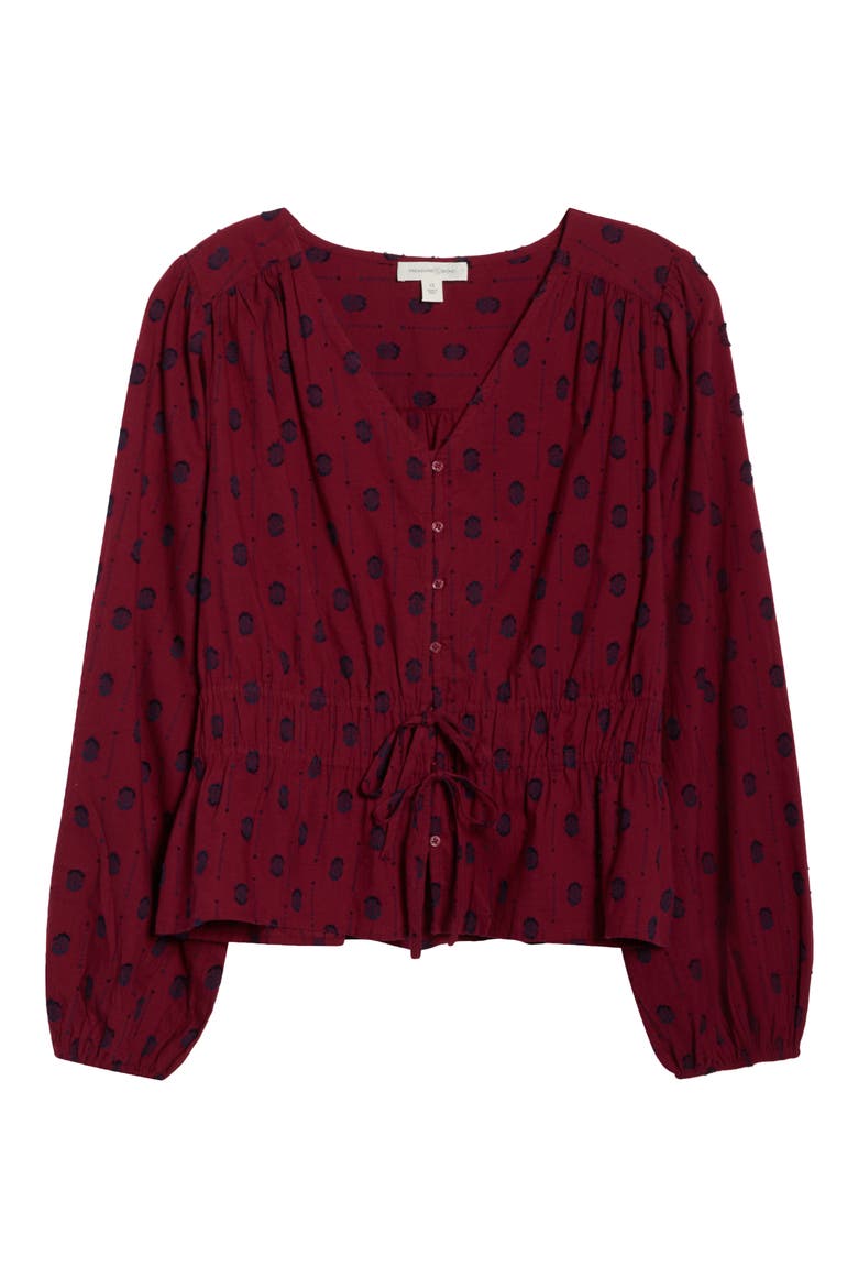 Tied Peplum Top, Alternate, color, BURGUNDY RHODE