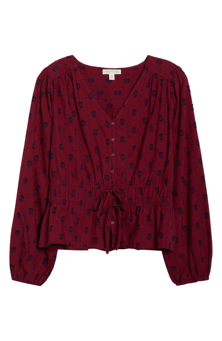 Treasure & Bond Tied Peplum Top, Alternate, color, Burgundy Rhode
