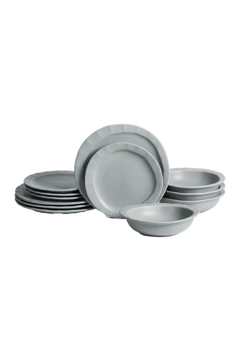 Oasis Stoneware 12-Piece Dinnerware Set, Main, color, Grey Blue