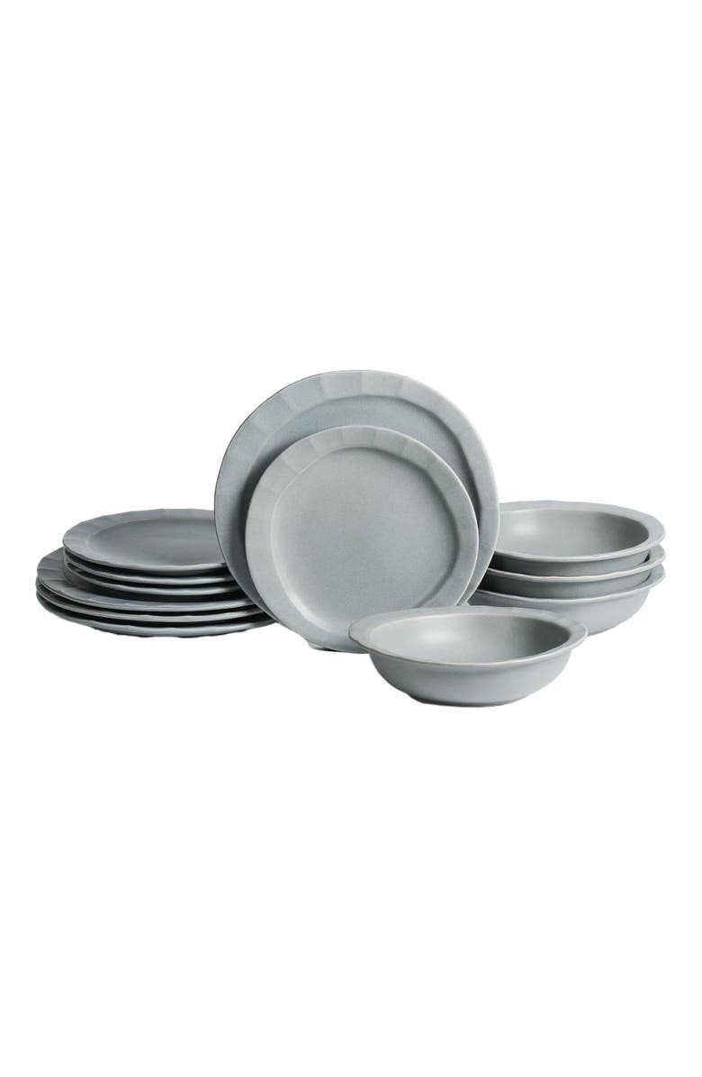Stone Lain Oasis Stoneware 12-Piece Dinnerware Set, Main, color, Grey Blue