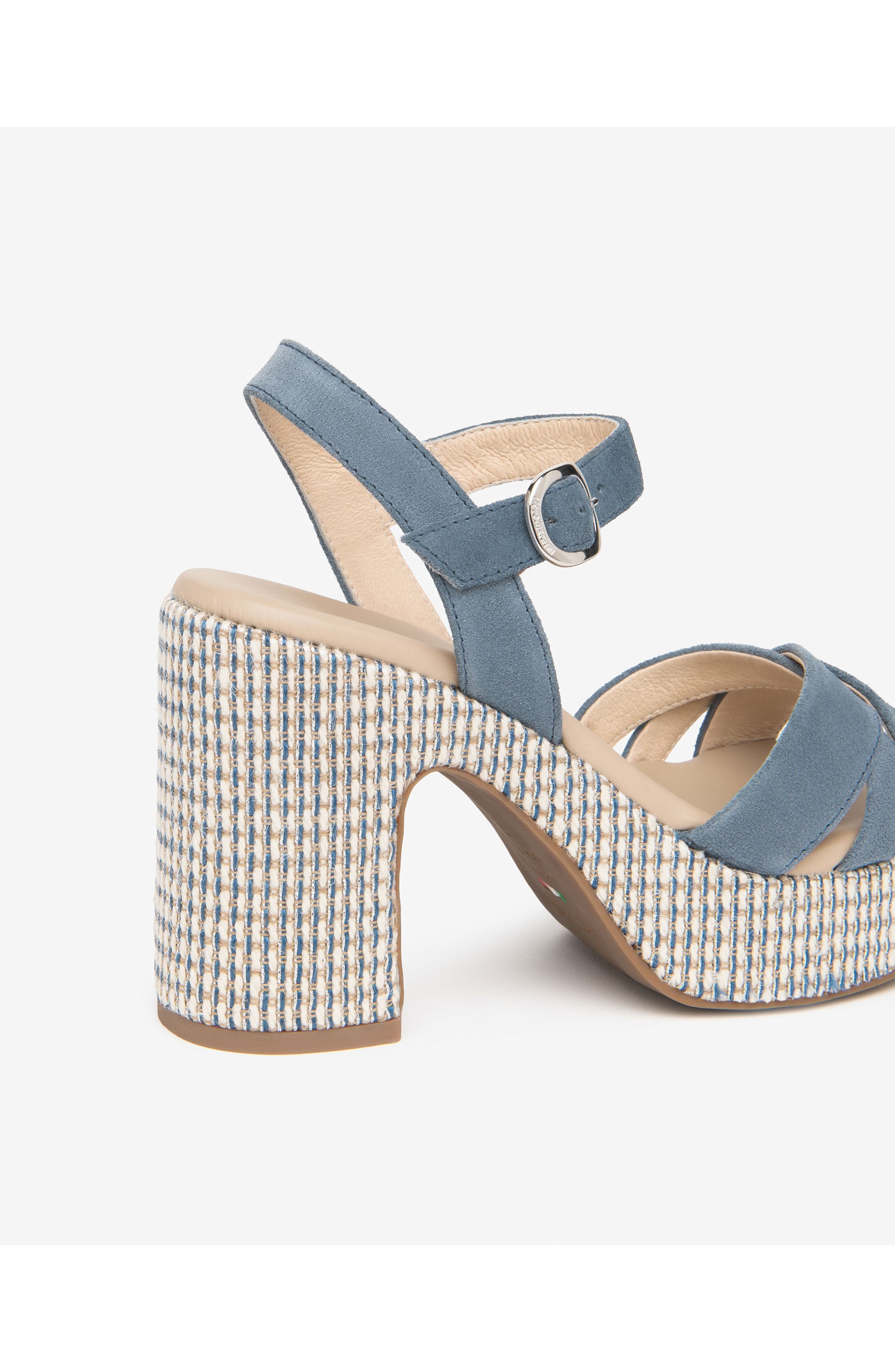 NeroGiardini Ankle Strap Platform Sandal, Alternate, color, Denim